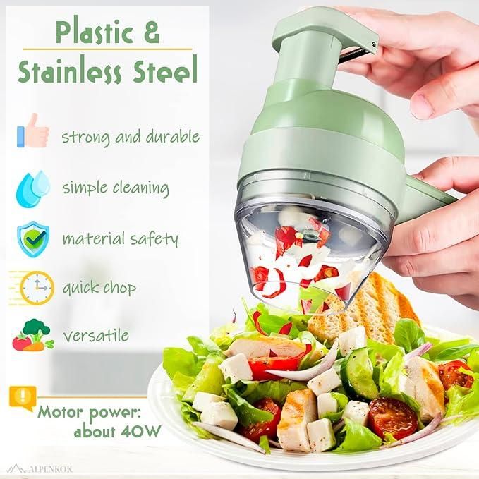 Wireless 4-in-1 Electric Vegetable Cutter | Chop, Slice & Mince in Seconds!